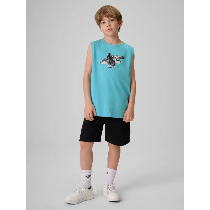 Boy's regular sleeveless T-shirt with print 4F 4FJRSS26TSLEM354-047S 4f