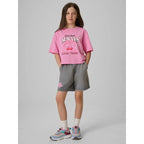 Girls' boxy T-shirt with print 4F 4FJRAW26TTSHF4239-56S