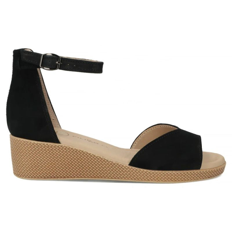 Women's leather wedge sandals, black, Filippo DS7635 Filippo