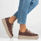 Women's brown leather sneakers on the platform Filippo DP7982