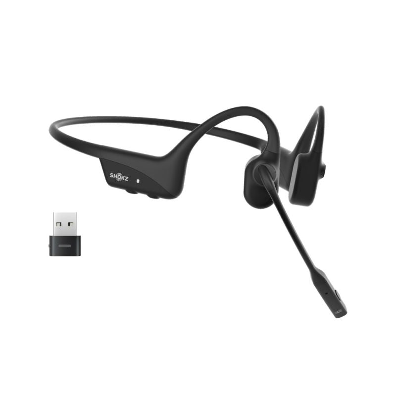Shokz OpenComm2 USB-C Wireless Bone Conduction Headphones + USB-A Adapter Black In preparation Your Sports Performance