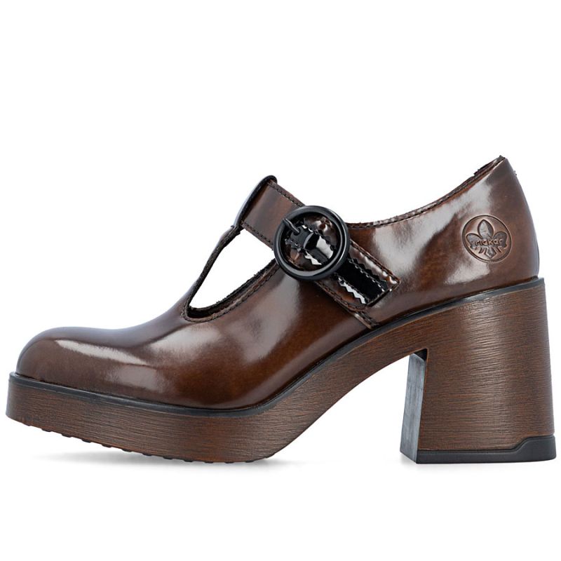 Women's brown high heel shoes Rieker 58053-25