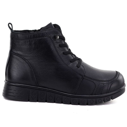 Women's comfortable leather ankle boots, black, Cambell RI15302