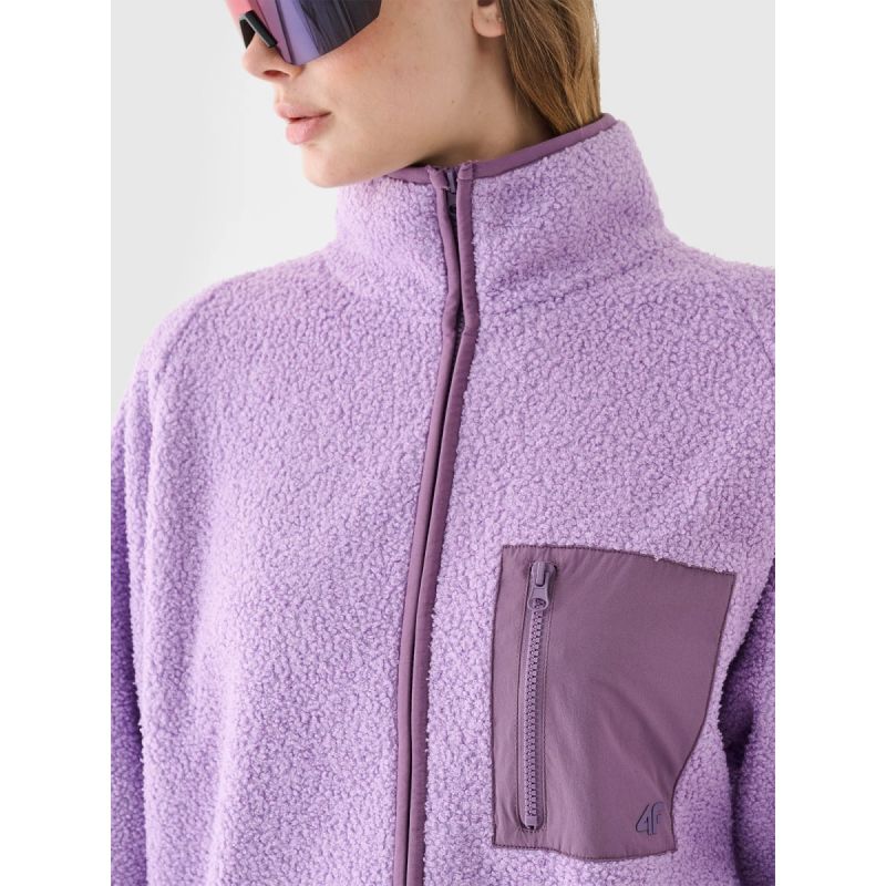 Women's sherpa fleece with stand-up collar 4F 4FRAW24TFLEF326-51S *Kategoria tymczasowa Your Sports Performance