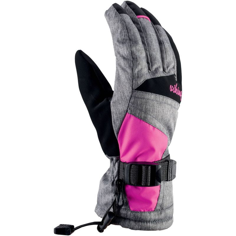 Viking Ronda Ski Lady women's ski gloves with adjustable drawstring, insulated, gray-pink (113/20/5473/46) In preparation Your Sports Performance