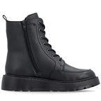 Women's leather ankle boots with platform, black, Rieker 70410-00
