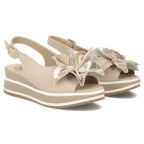 Women's leather wedge sandals beige Filippo DS7045/26 Filippo