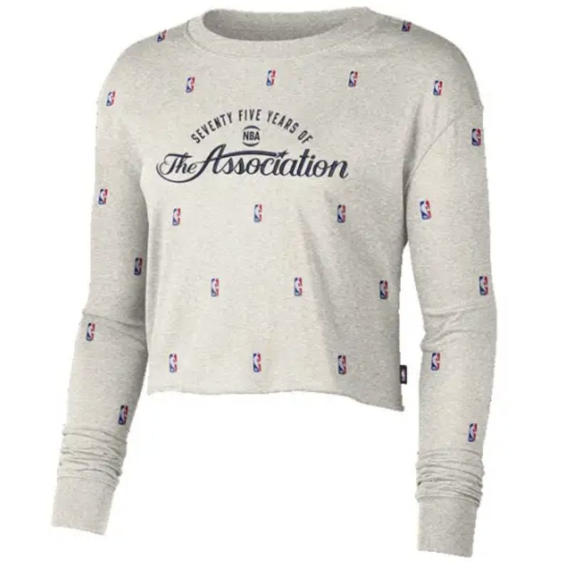 Women's Nike NBA N31 Courtside Longsleeve Crop T-shirt Birch Heather - DA6810-051 Nike