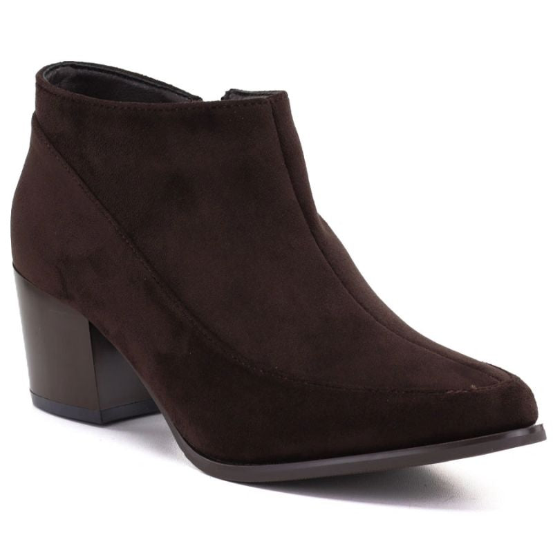 Short brown women's heeled ankle boots M.Daszyński MR2624-2