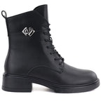 Women's leather ankle boots, black, D&A S.Barski MK62-7014