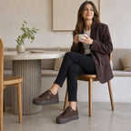 Women's leather platform sneakers, brown, Filippo DP3533