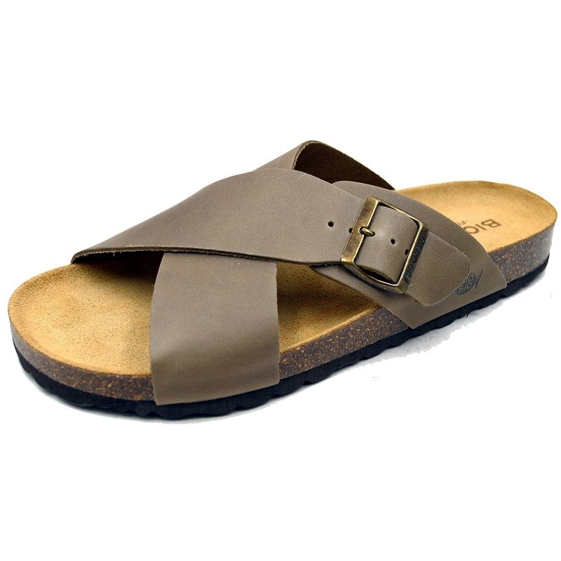 Bio Bio shoes men's slippers, profiled flip-flops, natural leather, brown