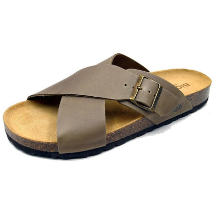 Bio Bio shoes men's slippers, profiled flip-flops, natural leather, brown