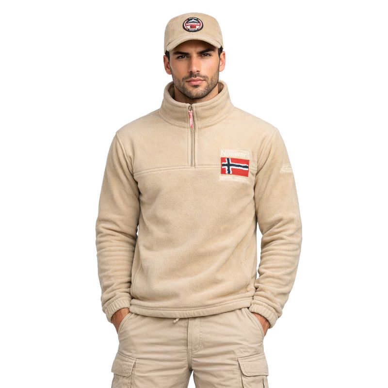 Men’s Fleece Jacket Geographical Norway TEQUATEUR BEIGE DB MEN 233 (WZ6694H/GN-BEIGE)