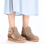 Women's comfortable wedge platform sandals, beige, Rieker 63791-60 Rieker
