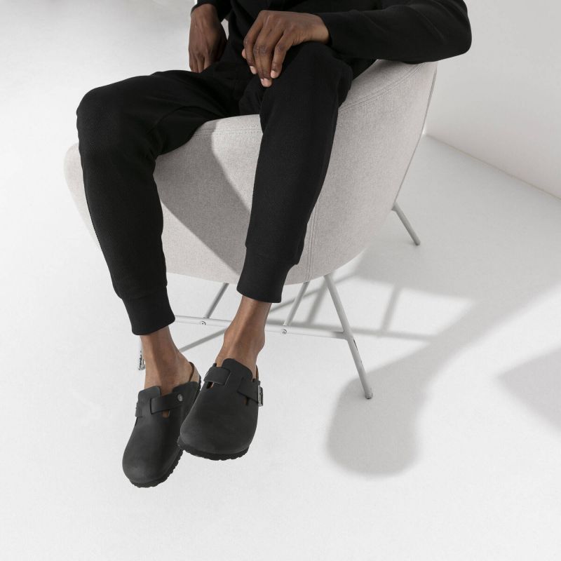 Birkenstock Boston Black women's/men's clogs, oiled leather, narrow slippers (0059463) In preparation Your Sports Performance