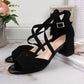 Sergio Leone W SK367A black block heel sandals