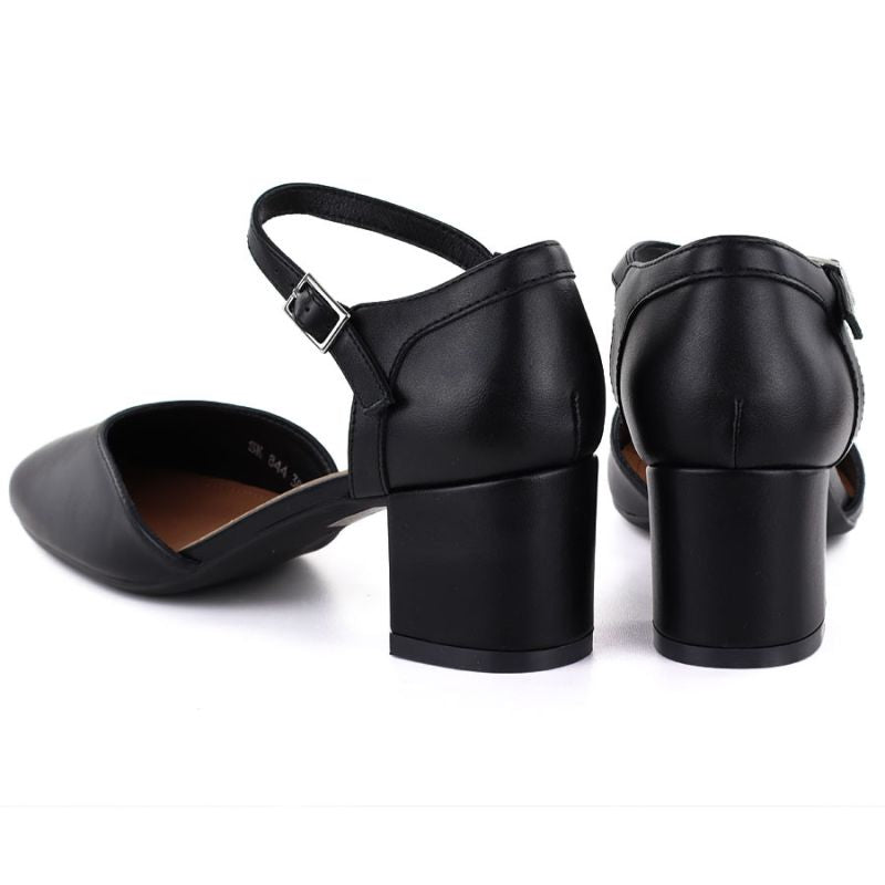 Sergio Leone SK844 women's black block heel sandals LEONE