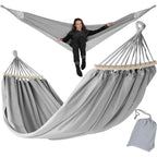 GARDEN HAMMOCK 2-PERSON LUXE XXL 250x150CM WITH SPREADER BAR AND COVER GRAY 1031170 Home and Garden/Garden Your Sports Performance