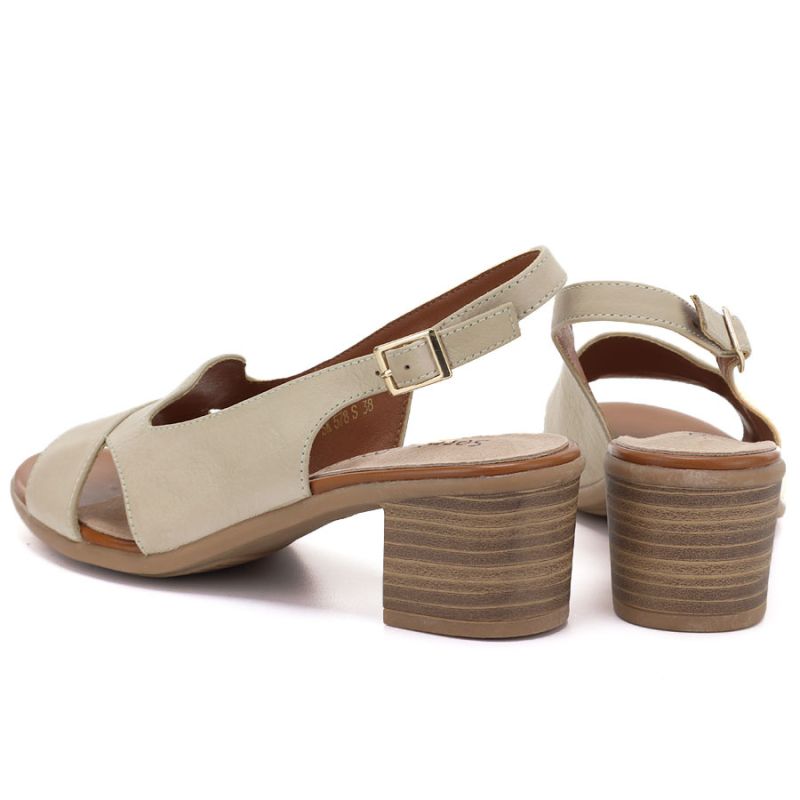 Beige Sergio Leone SK578-S women's leather block sandals LEONE