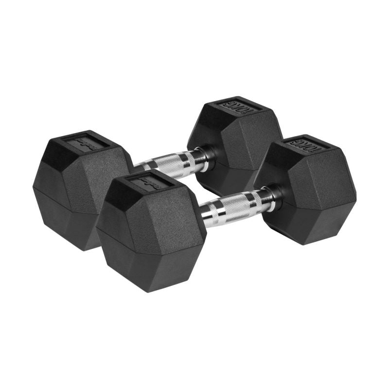 HEX 2x10 kg rubber-coated cast iron dumbbells REBEL ACTIVE In preparation Your Sports Performance