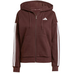 Women's adidas Essentials 3-Stripes Full-Zip Fleece Hoodie Brown JY3082 To be categorized Your Sports Performance