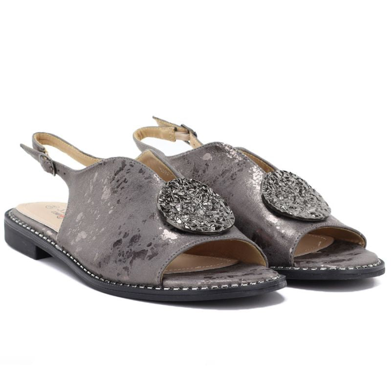 Women's flat sandals with pewter decoration S.Barski 61-6035 S.Barski