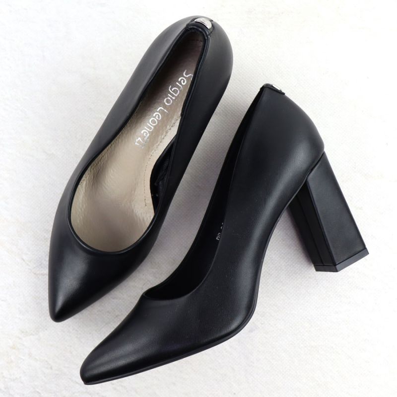 Black pumps with pointed toe, black Sergio Leone PB216 Footwear Your Sports Performance