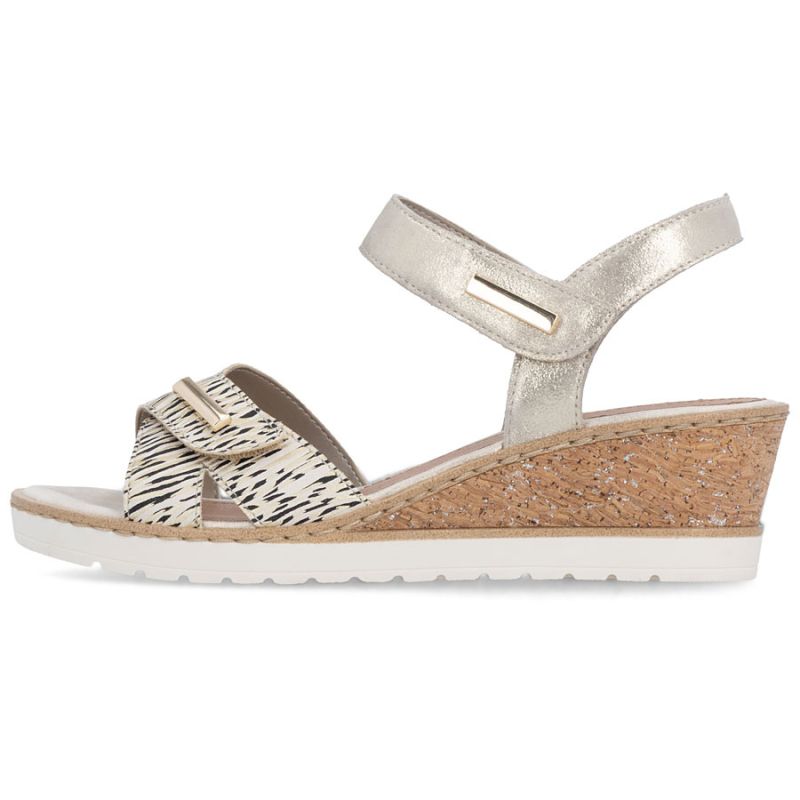 Women's gold leather wedge sandals Remonte R6266-90 Remonte