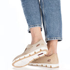 Rieker W RKR651 beige leather openwork shoes with velcro Footwear/Lifestyle/Rieker Your Sports Performance