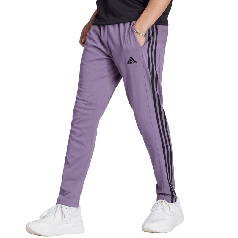 adidas Essentials Single Jersey Tapered Open Hem 3-Stripes M Pants IJ8699 Clothing/Training Adidas