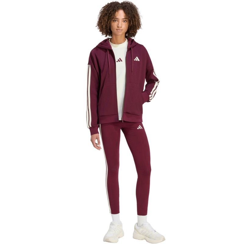 Women's adidas Essentials 3-Stripes Full-Zip Burgundy Sweatshirt KX0785