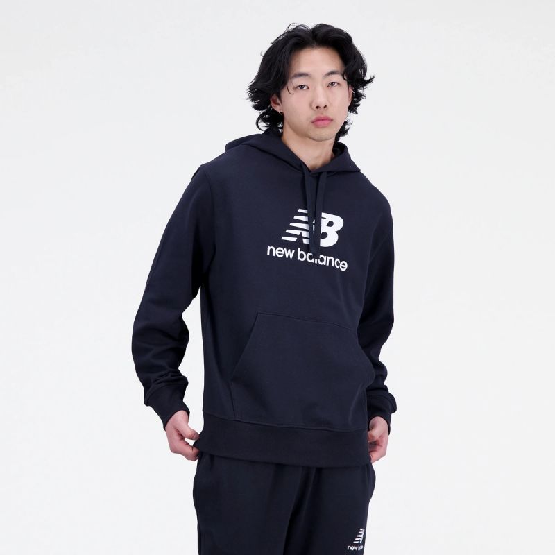 New Balance Essentials Stacked Logo Frenc M Hoodie MT31537BK Clothing/Outdoor New Balance