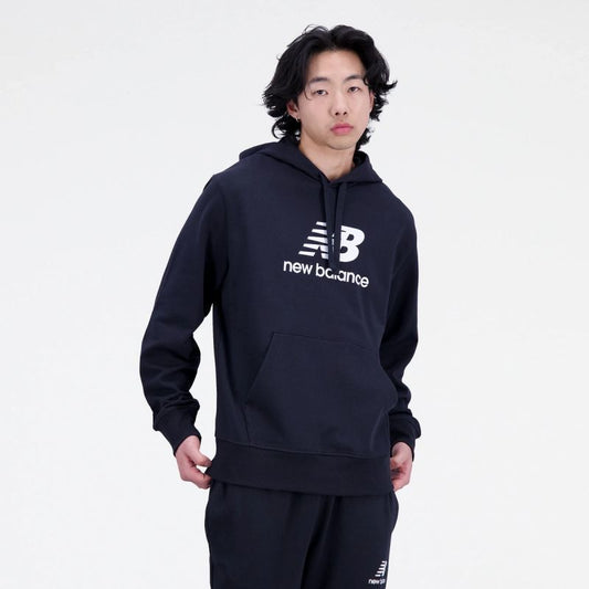 New Balance Essentials Stacked Logo Frenc M Hoodie MT31537BK Clothing/Outdoor New Balance