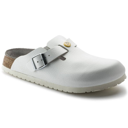 Women's Birkenstock Boston ESD White clogs natural leather medical narrow slippers (0061378) Footwear/Lifestyle/Brinkenstock/Klapki/chodaki Birkenstock