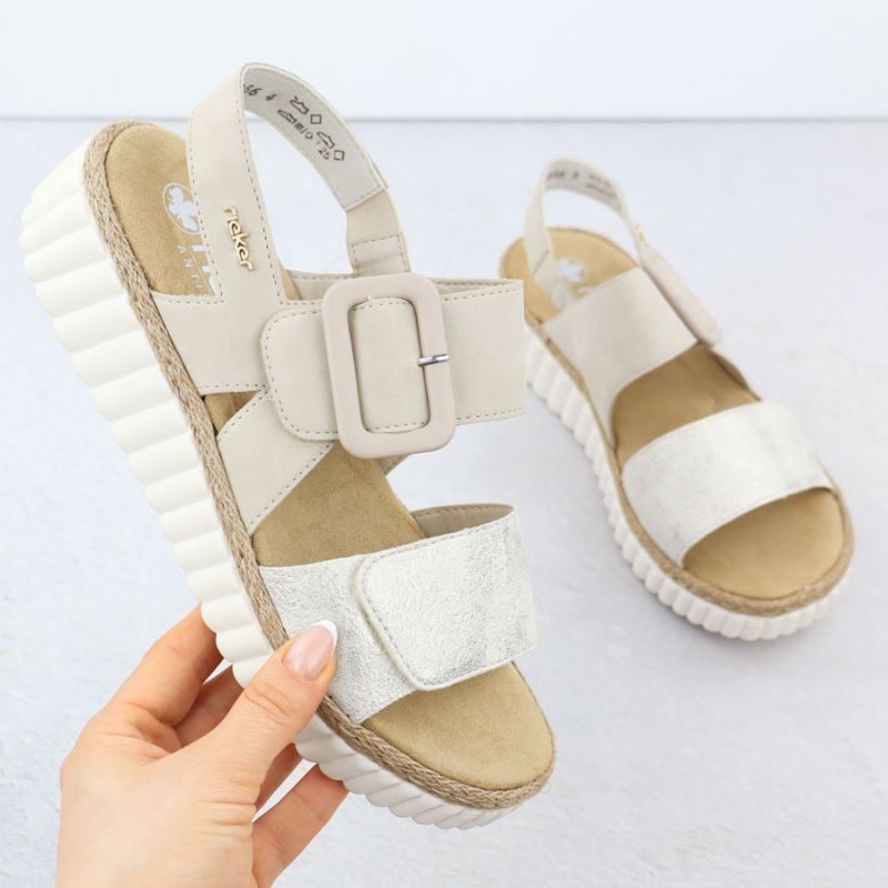 Women's beige wedge sandals Rieker 69260-60 Footwear Your Sports Performance