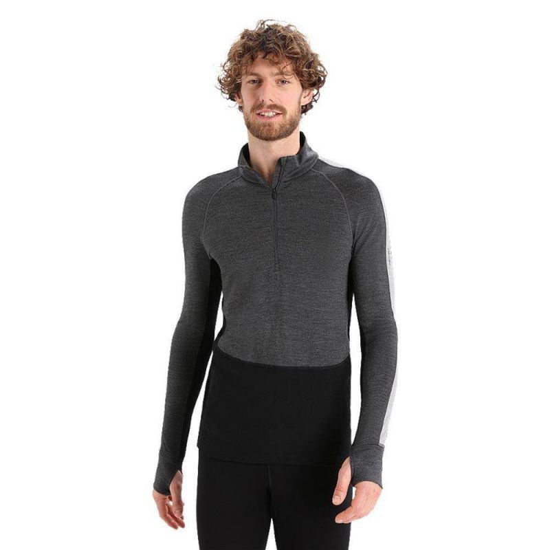 Icebreaker M Zoneknit 260 LS Half Jet H/BLK Men's Thermal T-Shirt Gray (IB0A56HF585) In preparation Your Sports Performance