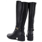 Women's leather boots with heels, insulated, black, Sergio Leone KZ-13-S