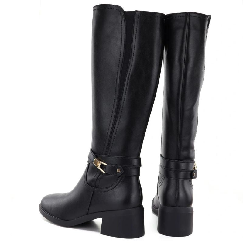 Women's leather boots with heels, insulated, black, Sergio Leone KZ-13-S