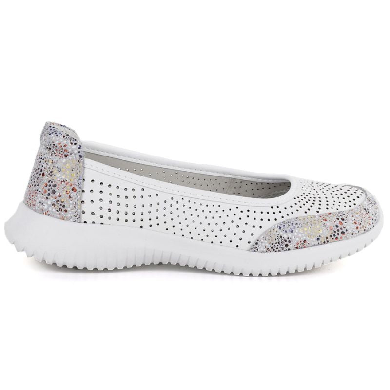 Women's leather openwork shoes, white, S.Barski 7036 S.Barski
