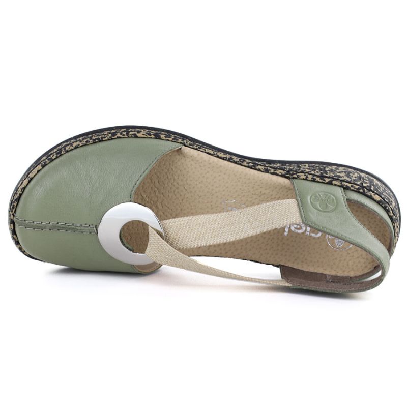 Rieker 46461-52 Green Leather Closed-Toe Sandals Rieker
