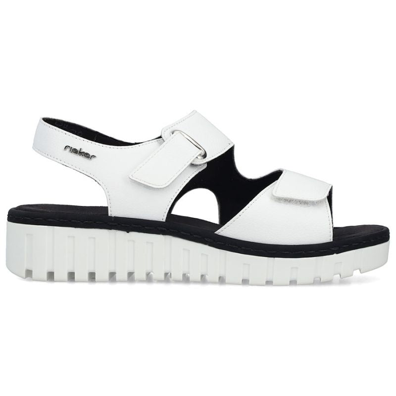 Women's leather wedge sandals white Rieker V1382-80 Rieker