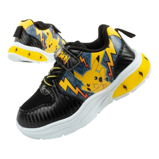 Leomil children's sports shoes Pokemon sneakers lightweight with velcro LED black yellow Leomil