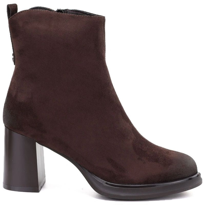 Women’s Chocolate Brown Heeled Platform Ankle Boots Potocki SZ12844