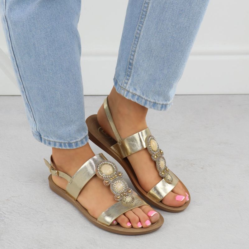 Women's flat sandals with decoration, melissa gold, Filippo DS6882 Footwear Your Sports Performance