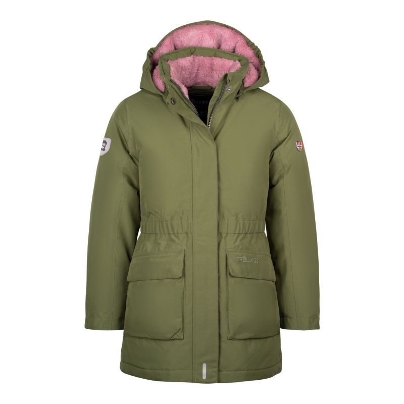 Trollkids Girls Alesund Coat Children's Winter Hooded Jacket Waterproof Down Green (301-323) In preparation Your Sports Performance