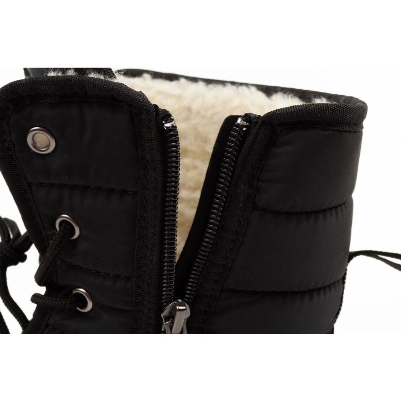 Progress Women’s Winter Boots, Black Insulated Snow Boots with Sheepskin Lining