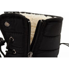 Progress Women’s Winter Boots, Black Insulated Snow Boots with Sheepskin Lining