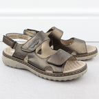 Women's leather sandals with Velcro, metallic brown, Rieker 60462-90 Footwear Your Sports Performance