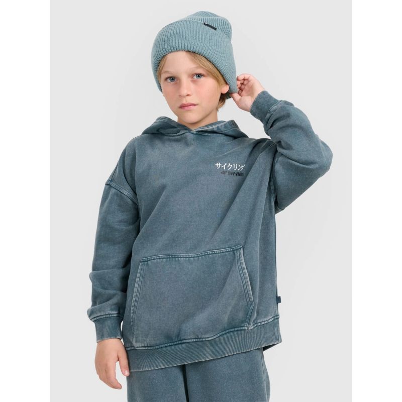 Boy's sweatshirt with hood, open, 4F 4FJRAW25TSWSM2344-46S *Kategoria tymczasowa Your Sports Performance